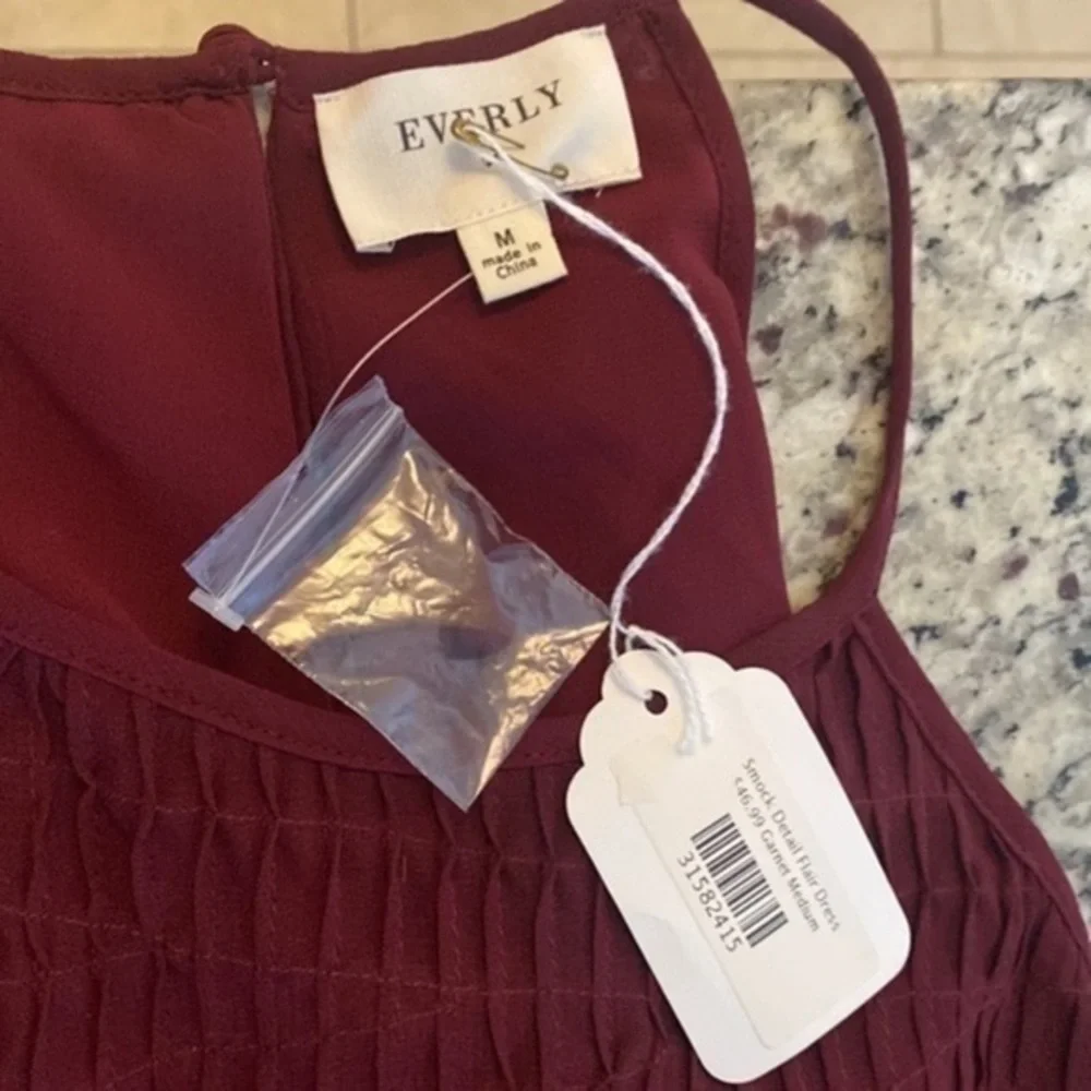 NWT Everly Garnet Smock Detail Flair Dress K1